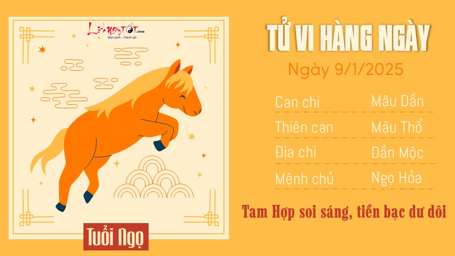 Tu vi hang ngay 9/1/2025 tuoi Ngo