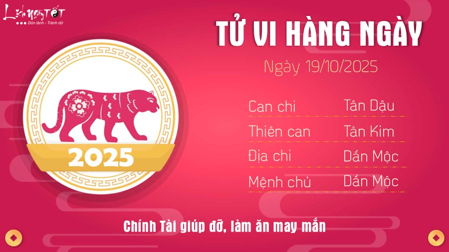 Tu vi hang ngay 19/10/2025 cua Dan