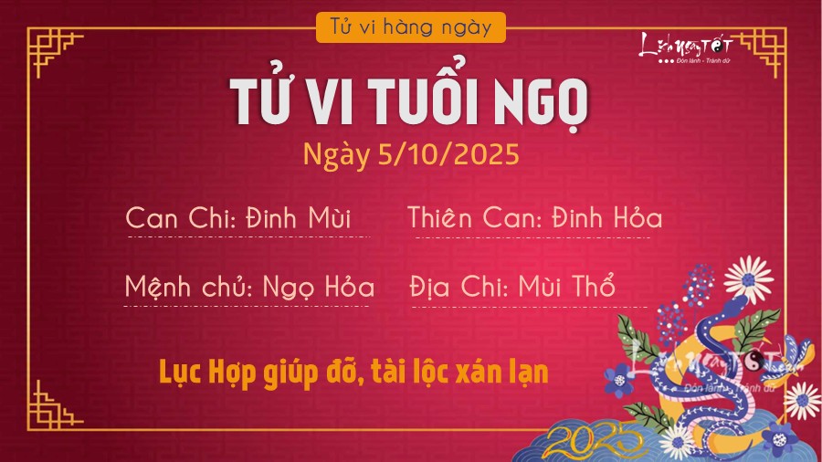 Tu vi hang ngay 5/10/2025 - Ngo