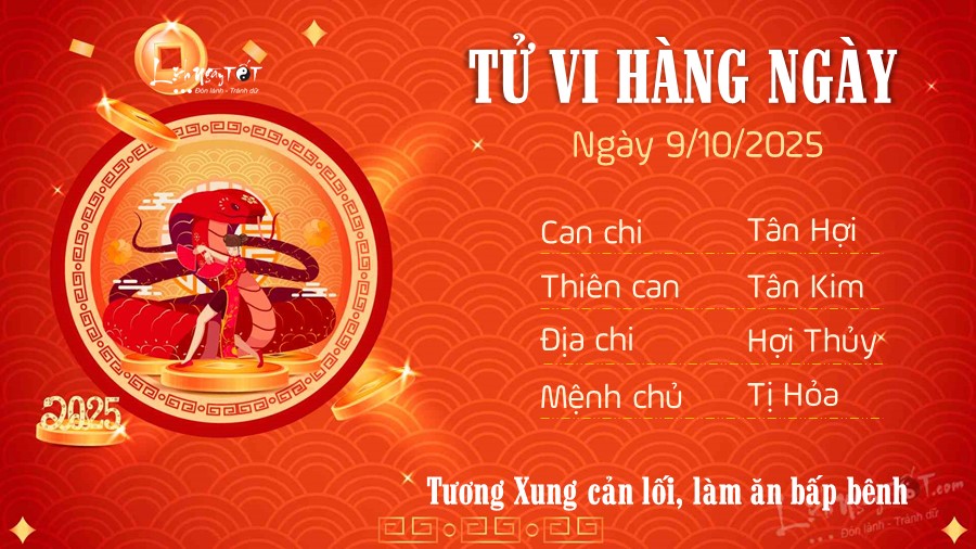 Tu vi hang ngay 9/10/2025 cua Ti