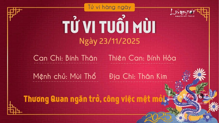 Tu vi hang ngay 23/11/2025 - Mui