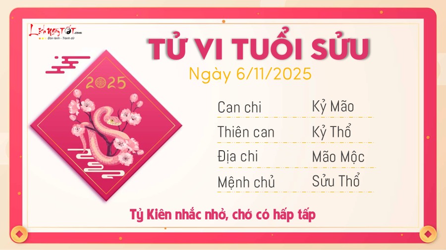 Tu vi hang ngay 6/11/2025 tuoi Suu