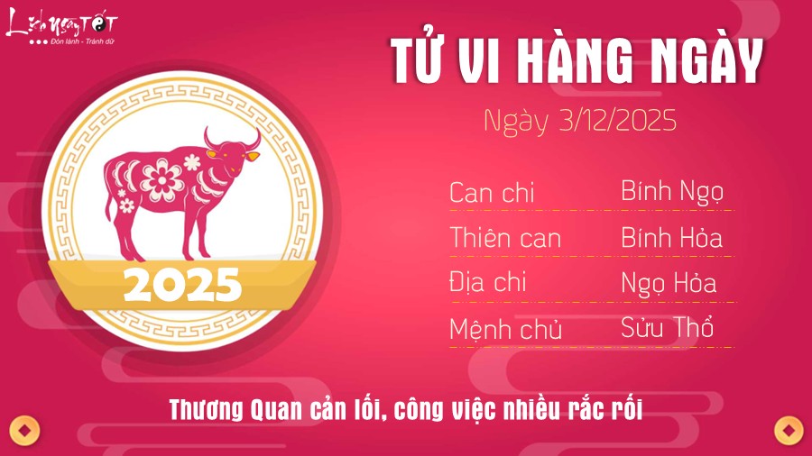Tu vi hang ngay 3/12/2025 - Suu
