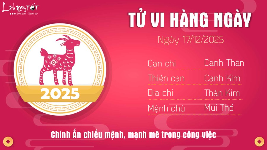 Tu vi hang ngay 17/12/2025 cua Mui