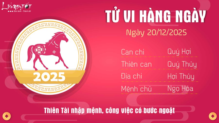 7 Tu vi hang ngay 20-12-2025 - Ngo
