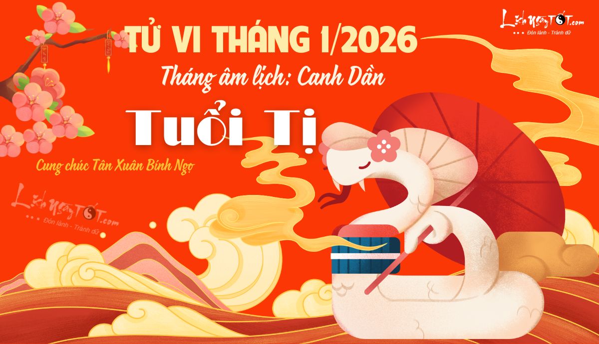 Tử vi tháng 1/2026 tuổi Tị âm lịch Tu vi thang 1/2026 tuoi Ti am lich