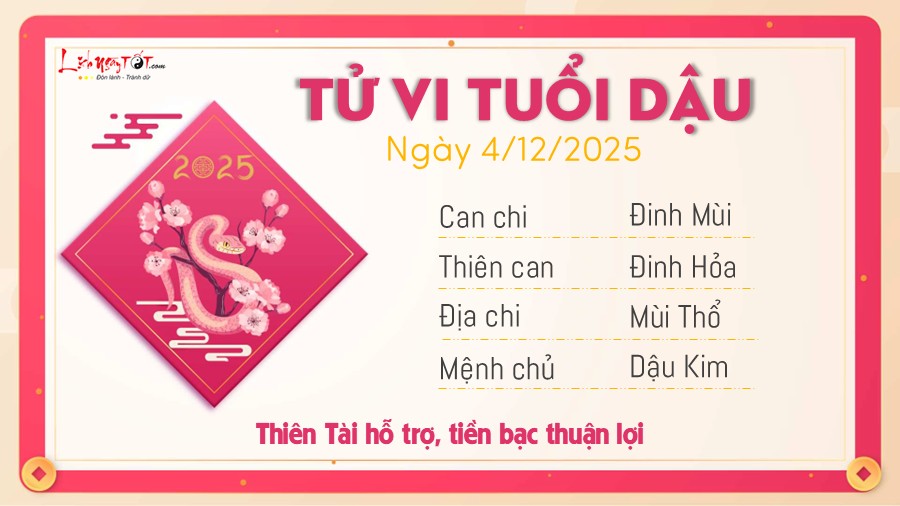 Tu vi hang ngay 4/12/2025 cua Dau