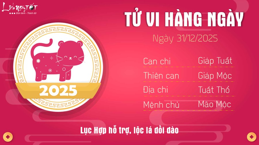 Tu vi hang ngay 31/12/2025 - Mao