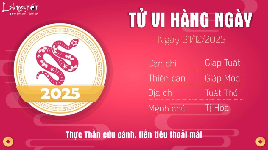 Tu vi hang ngay 31/12/2025 - Ti