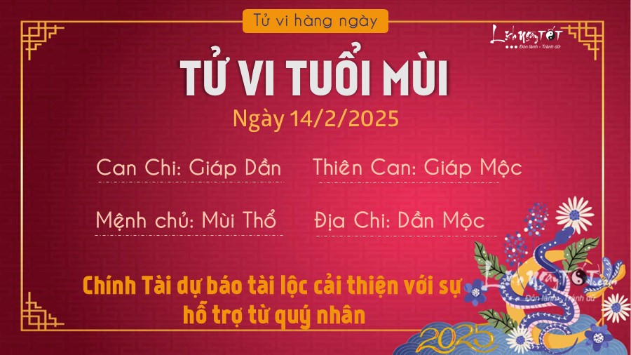 Tu vi hang ngay 14/2/2025 cua 12 con giap - Mui