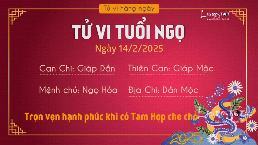 Tu vi hang ngay 14/2/2025 cua 12 con giap - Ngo