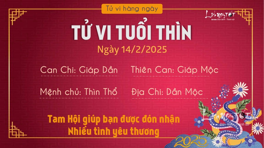 Tu vi hang ngay 14/2/2025 cua 12 con giap - Thin