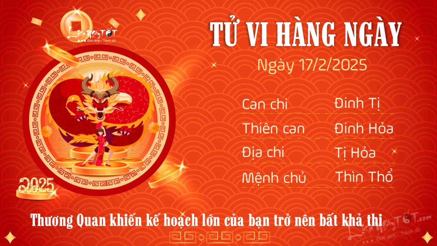 Tu vi hang ngay 17/2/2025 cua 12 con giap - Thin