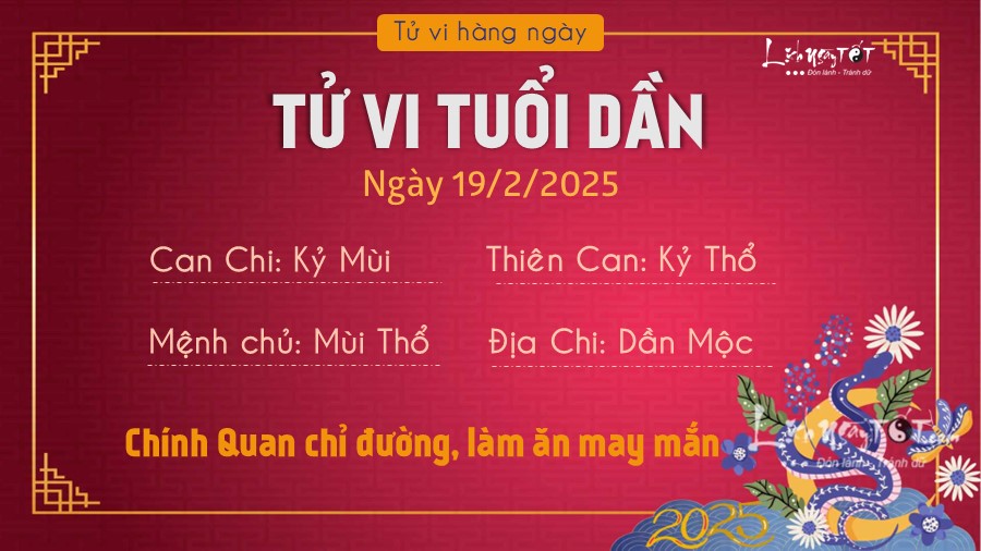 Tu vi hang ngay 19/2/2025 tuoi Dan