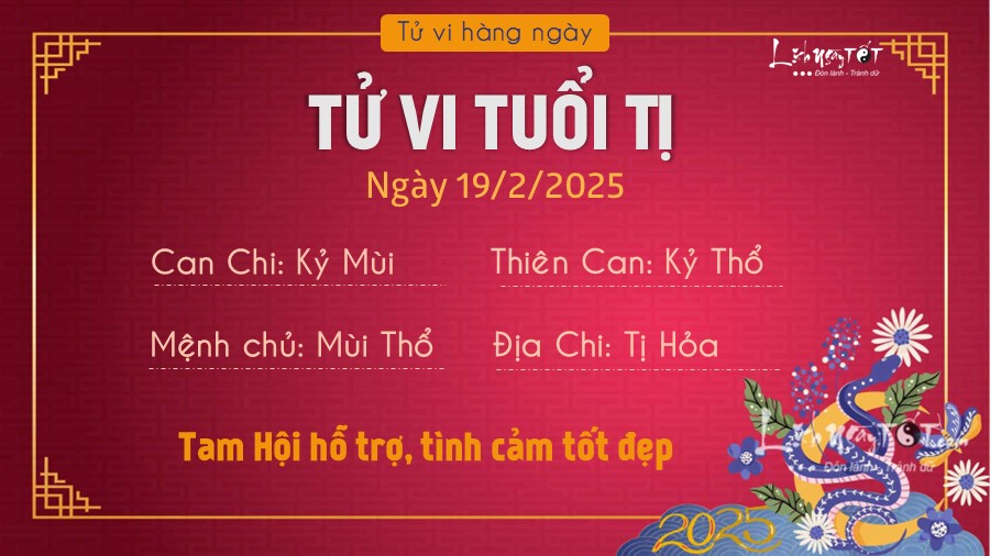 Tu vi hang ngay 19/2/2025 tuoi Ti