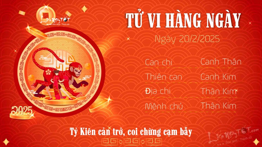 Tu vi hang ngay 20/2/2025 - Than