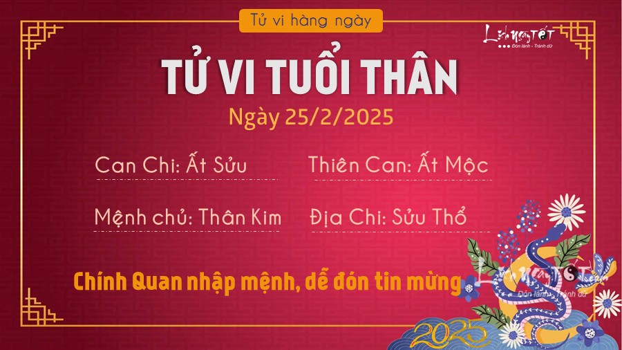 9 Tu vi hang ngay 25-2-2025 - Tuoi Than