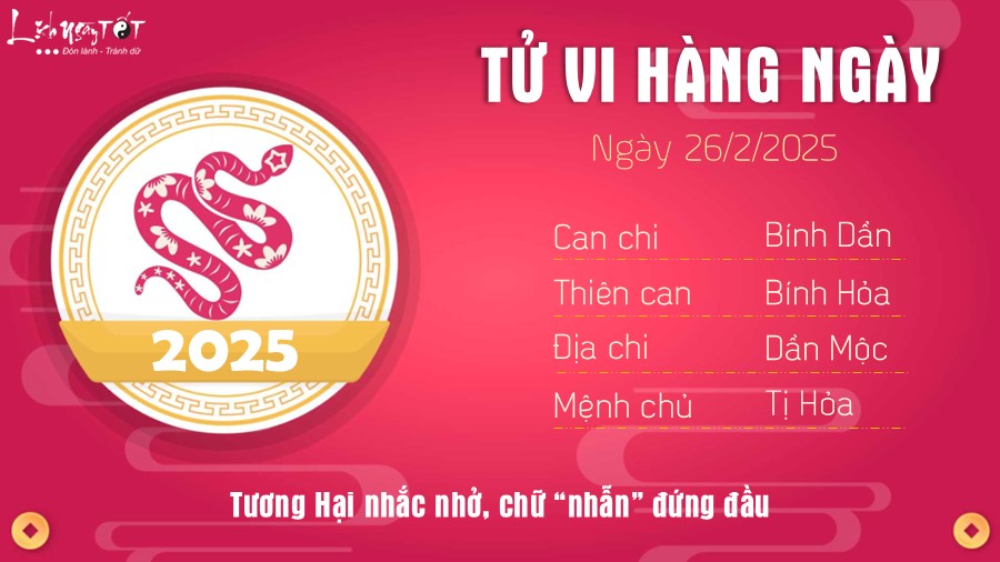 Tu vi hang ngay 26/2/2025 - Ti