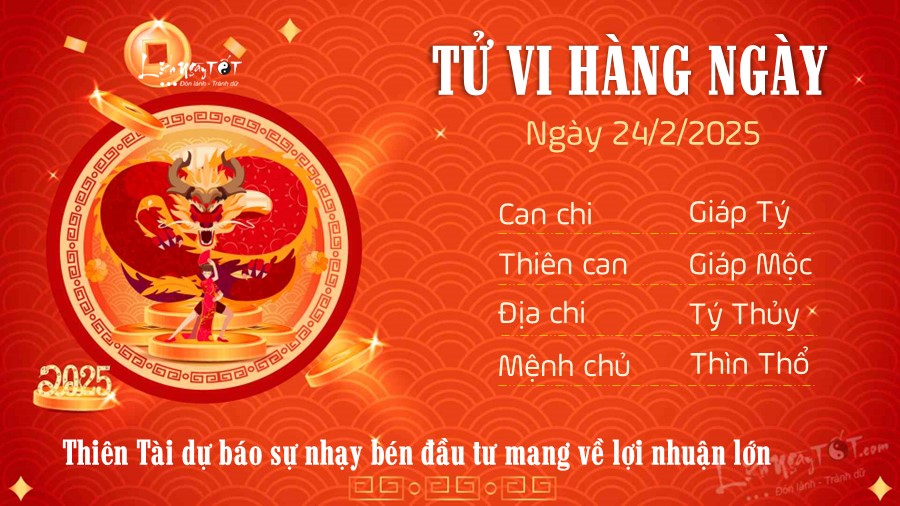 Tu vi hang ngay 24/2/2025 cua 12 con giap - Thin