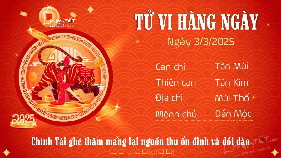 Tu vi hang ngay 3/3/2025 cua 12 con giap - Dan