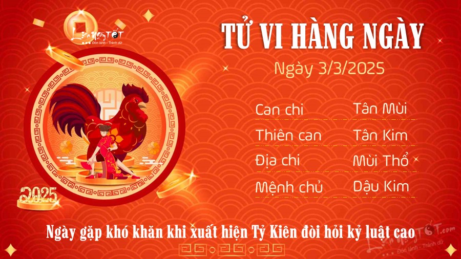 Tu vi hang ngay 3/3/2025 cua 12 con giap - Dau