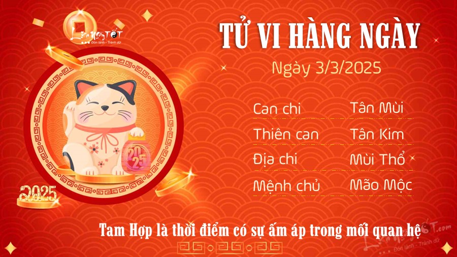 Tu vi hang ngay 3/3/2025 cua 12 con giap - Mao