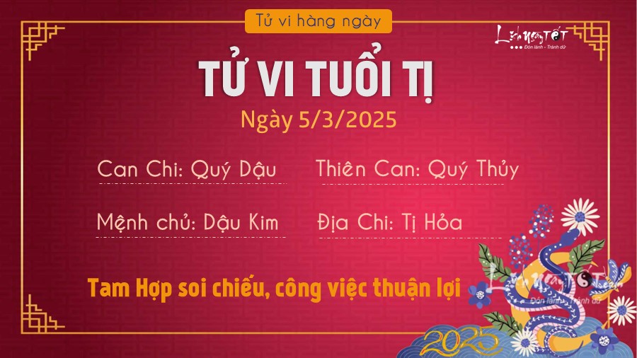 Tu vi hang ngay 5/3/2025 tuoi Ti