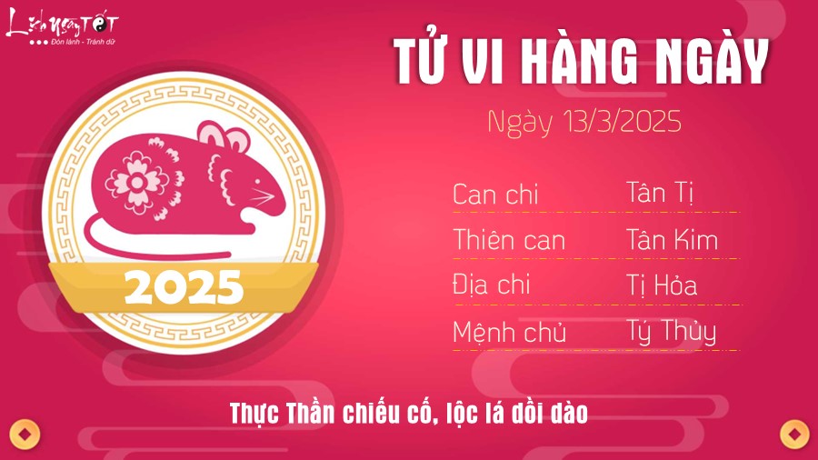 Tu vi hang ngay 13/3/2025 tuoi Ty