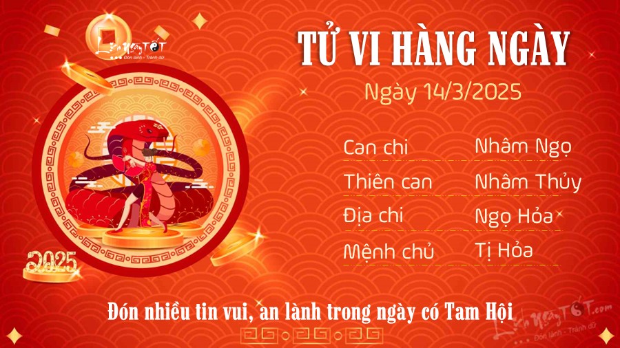 Tu vi hang ngay 14/3/2025 cua 12 con giap - Ti