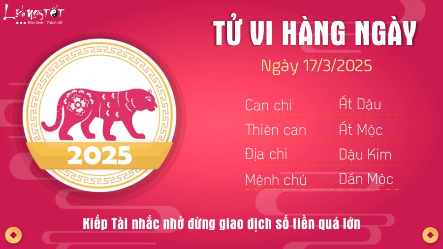 Tu vi hang ngay 17/3/2025 cua 12 con giap - Dan