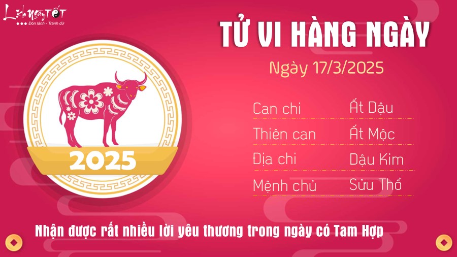 Tu vi hang ngay 17/3/2025 cua 12 con giap - Suu