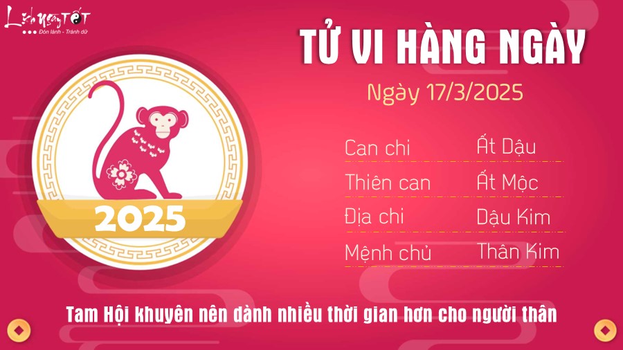 Tu vi hang ngay 17/3/2025 cua 12 con giap - Than