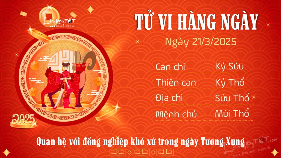 Tu vi hang ngay 21/3/2025 cua 12 con giap - Mui