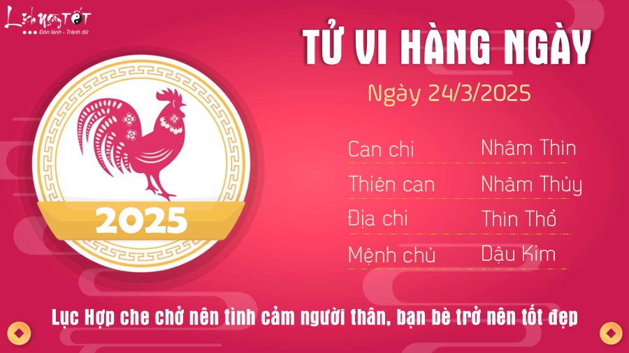 Tu vi hang ngay 24/3/2025 cua 12 con giap - Dau