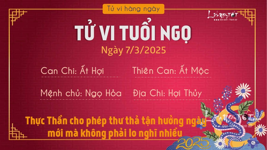 Tu vi hang ngay 7/3/2025 cua 12 con giap - Ngo