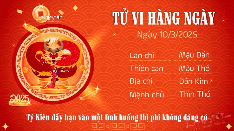 Tu vi hang ngay 10/3/2025 cua 12 con giap - Thin