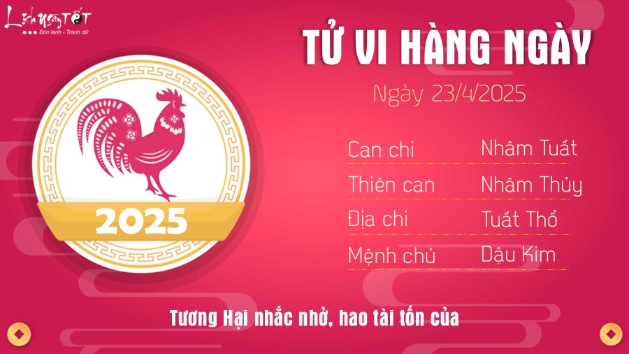 Tu vi hang ngay 23/4/2025 - Dau