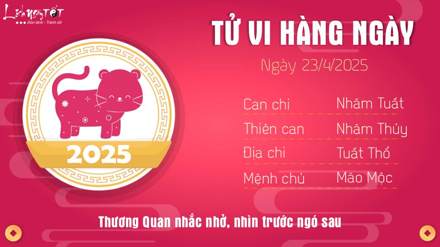 Tu vi hang ngay 23/4/2025 - Mao