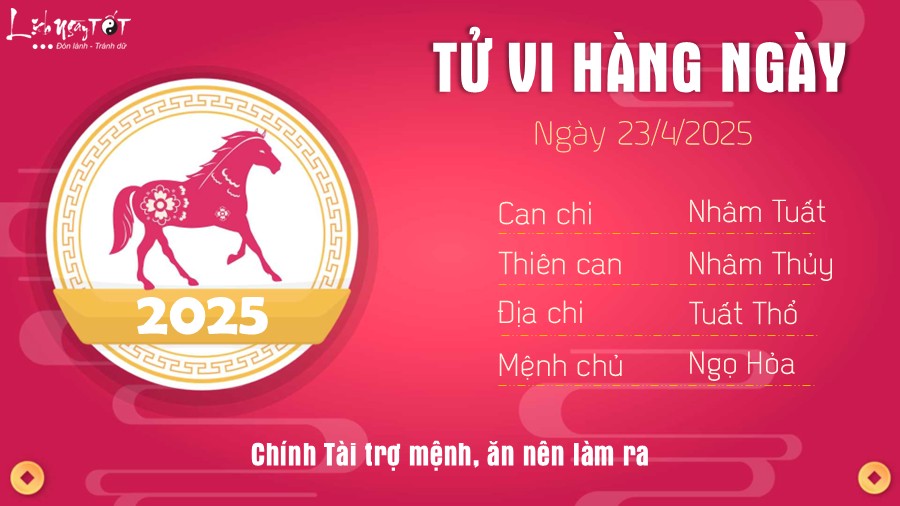 Tu vi hang ngay 23/4/2025 - Ngo