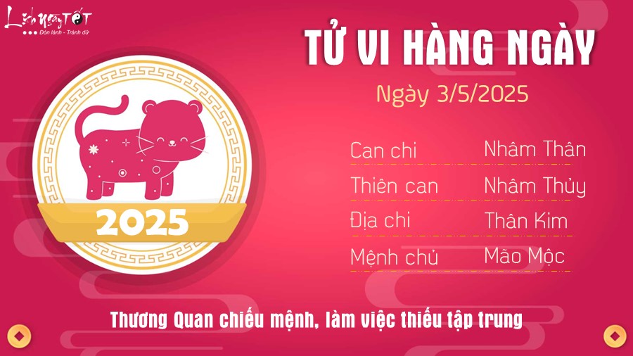4 Tu vi hang ngay 3-5-2025 - Tuoi Mao