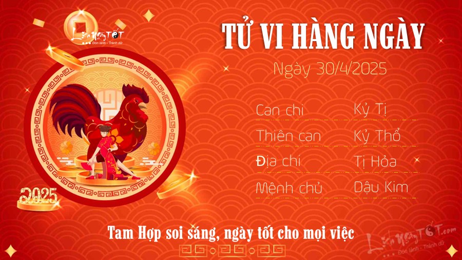 Tu vi hang ngay 30/4/2025 - Dau