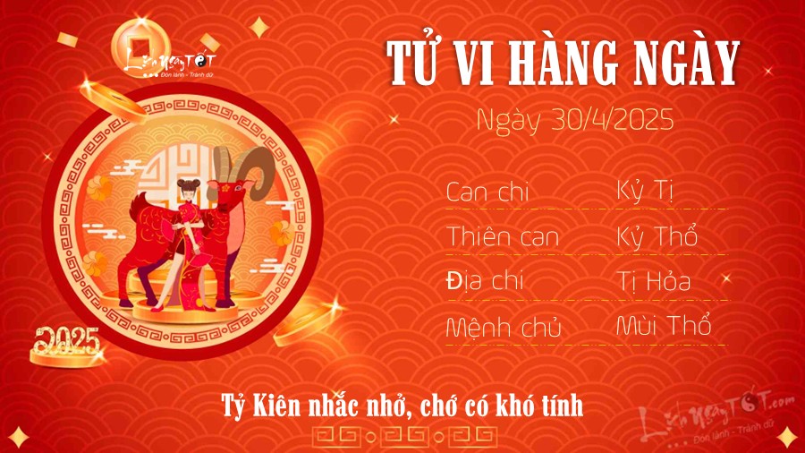 Tu vi hang ngay 30/4/2025 - Mui