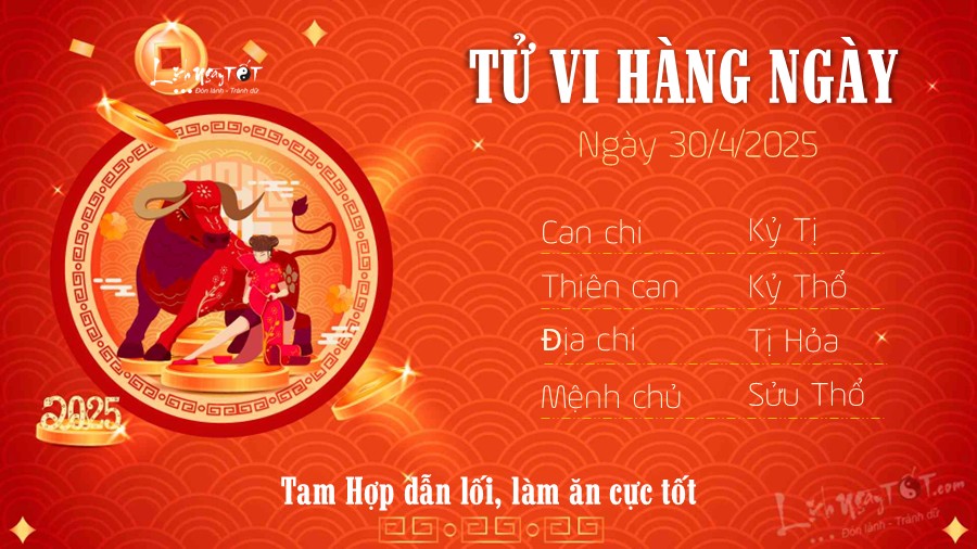 Tu vi hang ngay 30/4/2025 - Suu