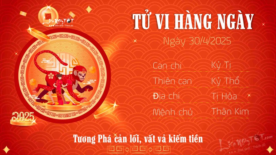 Tu vi hang ngay 30/4/2025 - Than