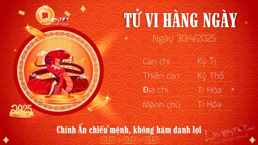 Tu vi hang ngay 30/4/2025 - Ti
