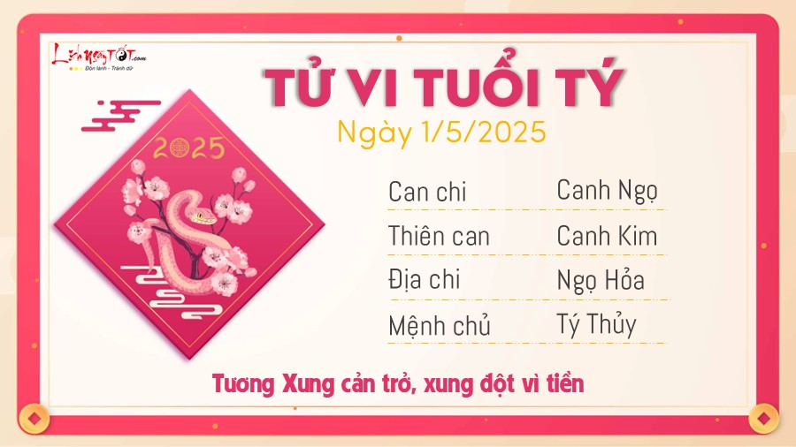 Tu vi hang ngay 1/5/2025 tuoi Ty