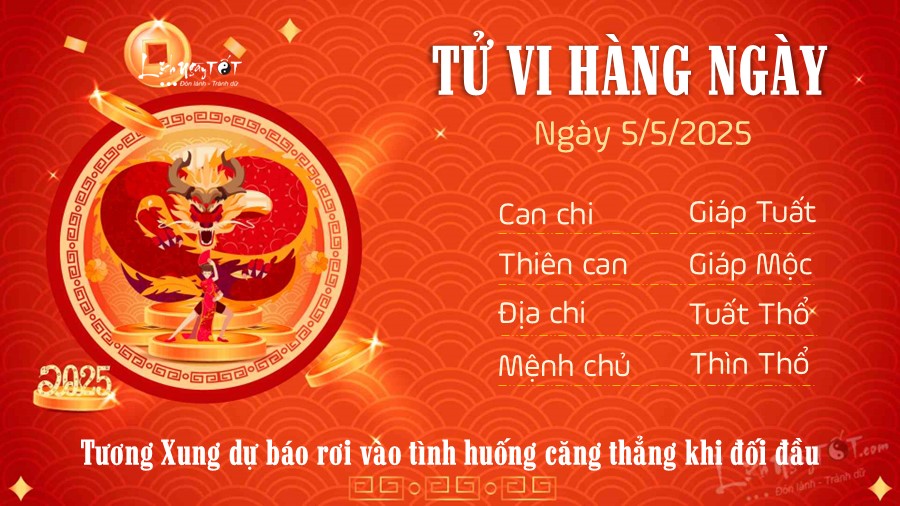 Tu vi hang ngay 5/5/2025 cua 12 con giap - Thin