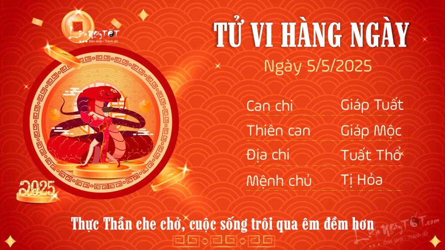 Tu vi hang ngay 5/5/2025 cua 12 con giap - Ti
