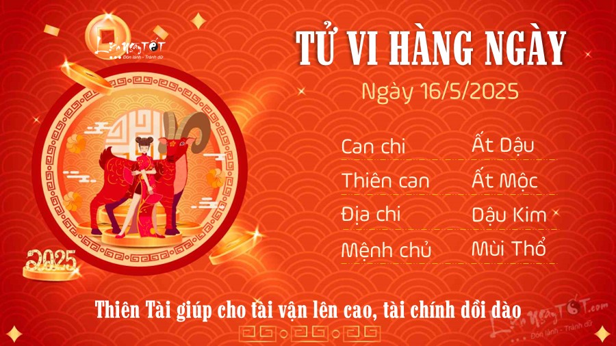 Tu vi hang ngay 16/5/2025 cua 12 con giap - Mui