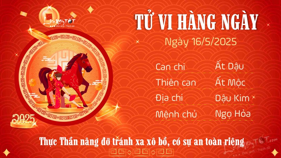 Tu vi hang ngay 16/5/2025 cua 12 con giap - Ngo